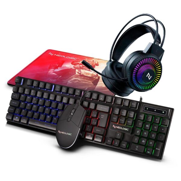 Kit Gamer Neologic 4x1 Infinity Play, Teclado Rainbow, Mouse, Headset E Mousepad - Nip4x1