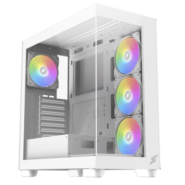 Gabinete Gamer SuperFrame Dominator, Mid Tower, Vidro Temperado, E-ATX, Branco, Sem Fonte, Sem Fan