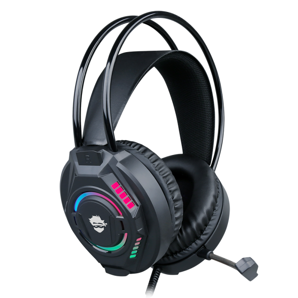 Headset Gamer Ninja Rainbow, 3.5mm + USB, PC, RGB, Drivers 50mm, Black