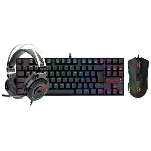 Kit Gamer Redragon RGB, Headset Lamia 2 Surround 7.1 + Teclado Kumara Switch Outemu Blue + Mouse Cobra M711 12400 DPI, Preto - S125 - Image 3