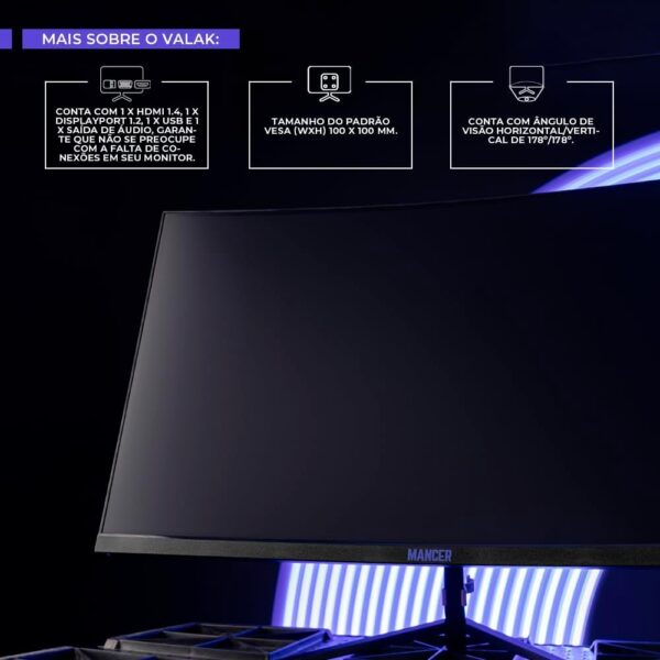 Monitor Gamer Mancer Valak Z180H, 23,6 Pol. VA, Curvo, FHD, 1ms, 180Hz, FreeSync e G-Sync, HDMI/DP, MCR-VKZ180H-BL01 - Image 4