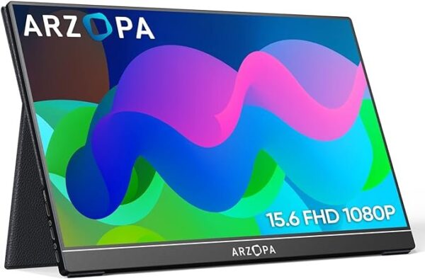 ARZOPA Monitor portátil 15,6'' FHD 1080P Monitor portátil para computador IPS Ecrã externo USB C HDMI para PC MAC Telefone Xbox PS5- A1 GAMUT