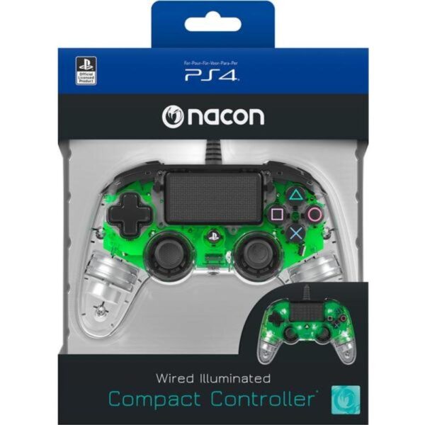 Controle Com Fio, Ps4 E Pc, Sony Nacon Wired Illuminated Compact Controller Green, Iluminado, Verde - Image 4