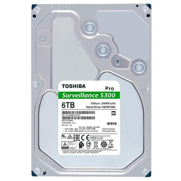 HD Toshiba Surveillance S300 PRO, 6TB, 7200 RPM, 3.5, SATA - HDWT360UZSVAR - Image 3