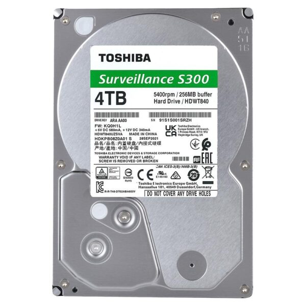 HD Toshiba Surveillance S300, 4TB, 5400 RPM, SATA - HDWT840UZSVA - Image 3