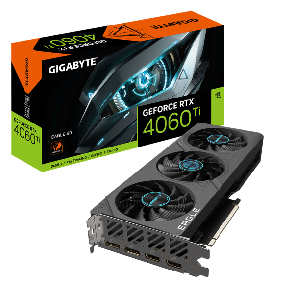 Placa De Video Gigabyte NVIDIA GeForce RTX 4060 Ti Eagle, 8GB, GDDR6, DLSS, Ray Tracing, GV-N406TEAGLE-8GD