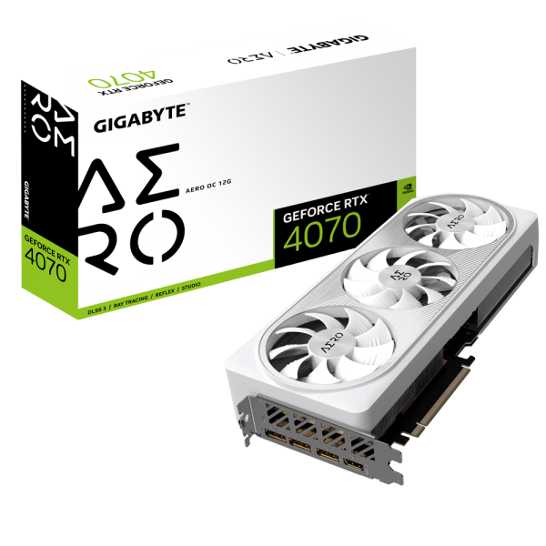 Placa de Vídeo Gigabyte NVIDIA GeForce RTX 4070 Aero OC V2 White, 12GB, GDDR6X, DLSS, Ray Tracing, GV-N4070AERO OCV2-12GD