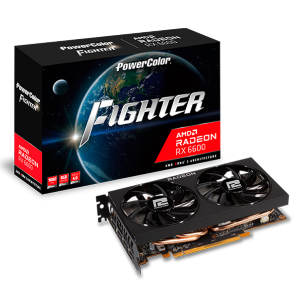 Placa de Vídeo PowerColor Fighter Radeon RX 6600, 8GB, GDDR6, FSR, Ray Tracing, AXRX 6600 8GBD6-3DH