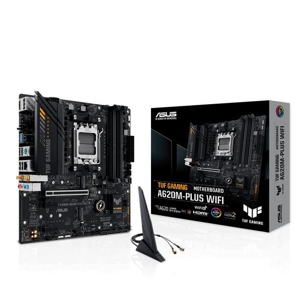 Placa Mãe Asus TUF Gaming A620M-PLUS WIFI, Chipset A620, AMD AM5, m-ATX, DDR5, 90MB1F00-M0EAY0