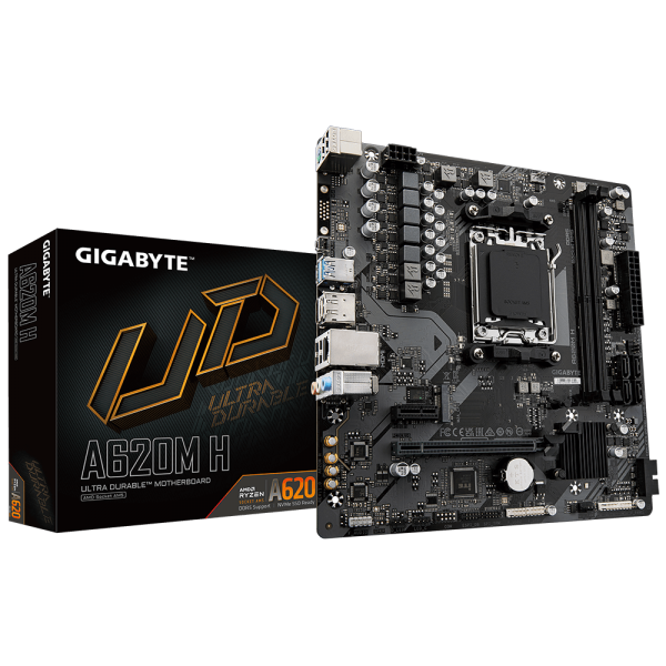 Placa Mãe Gigabyte A620M H, Chipset B620, AMD AM5, MATX, DDR5